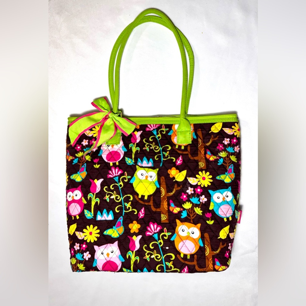 Colorful Owl Print Tote Bag N.Gil